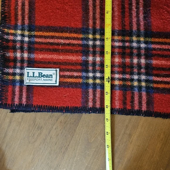 LL Bean Vintage Wood Plaid Blanket Red Tartan Whipstitch 1980's 80x86 - Picture 7 of 7